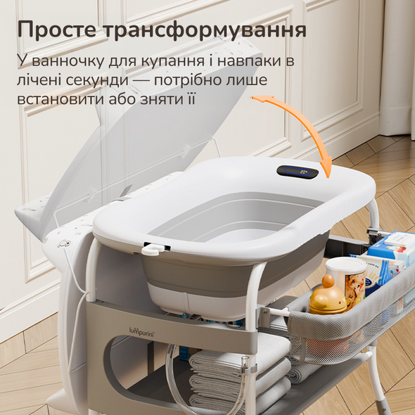 Детский пеленальный столик с ванночкой Nidella 2-в-1. Многофункциональный передвижной пеленатор с ванночкой для купания. Переоценка