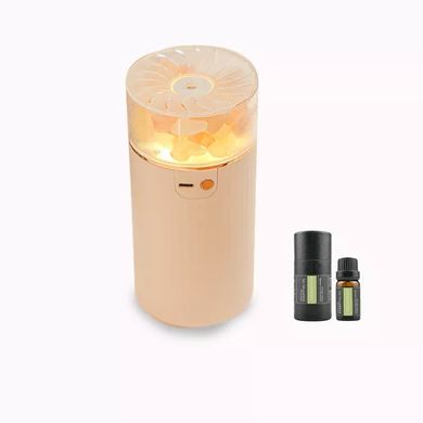 Соляна лампа, сольовий світильник, зволожувач повітря 3-в-1 "Mono-101" з нічником та USB зарядкою, рожева