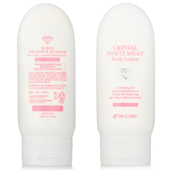 Лосьйон для тіла з екстрактом молока 3W Clinic Crystal White Milky Body Lotion, 150 г