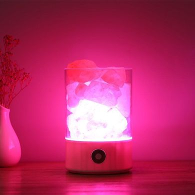 Настольная соляная лампа, солевой светильник 2-в-1 Arish-101 с ночником и разноцветной светодиодной подсветкой. 7 цветов ночного освещения