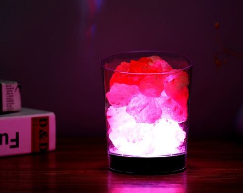 Настільна USB соляна лампа, соляний світильник 2-в-1 SaltLight-101 з нічником і різнобарвним світлодіодним підсвічуванням, 7 кольорів освітлення