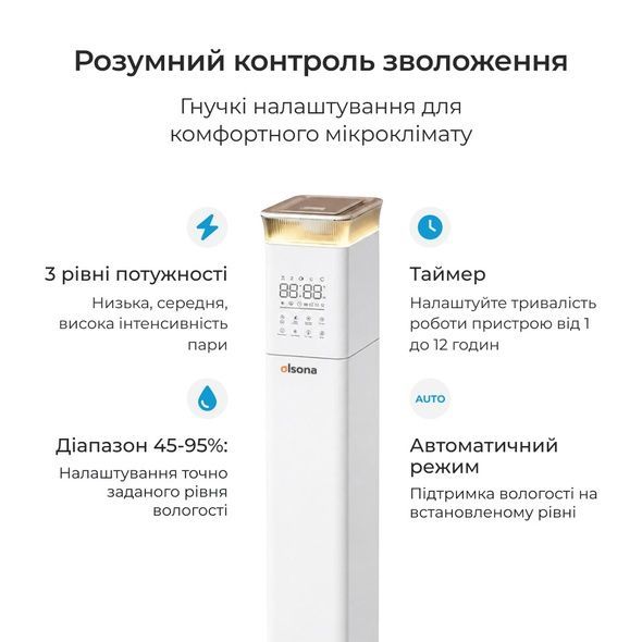 Потужний зволожувач повітря Ameliq для великих приміщень. Ультразвуковий зволожувач повітря з теплою та холодною парою