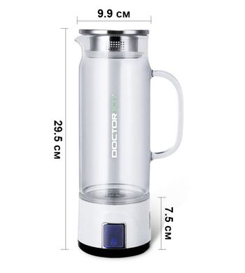 Глечик генератор водневої води Doctor-101 Lama для дому та офісу з боросилікатного скла із зарядкою від USB, на 1 л