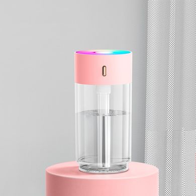 Компактний стильний зволожувач повітря Doctor-101 Cardi Light рожевий з різнокольоровою підсвіткою. Портативний зволожувач повітря з нічником на акумуляторі, USB заряджання