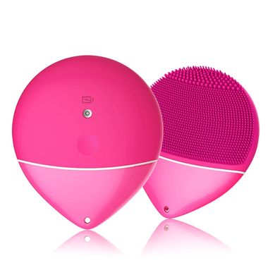 Силіконова щітка для чищення та масажу обличчя і тіла + очищення ультразвуком світло-рожева. Оригінал