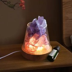 Яркая соляная лампа Doctor-101 Agata с ночником. Солевая лампа 2-в-1 из гималайской соли и аметиста