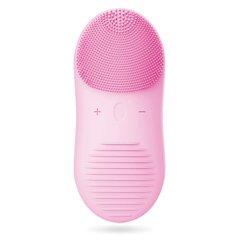 Силіконова щітка для вмивання обличчя + масажер Anti-Aging світло-рожева