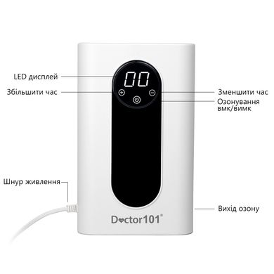 Стильний 2-в-1 озонатор для повітря, води, продуктів Doctor-101 Catalina із LED дисплеєм та таймером. Енциклопедія дезінфекції у подарунок