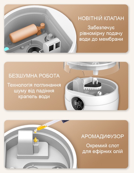 Безшумний ультразвуковий потужний зволожувач повітря Doctor-101 Neptune на 4.5л з сенсорним дисплеєм та пультом ДК для дому та квартири