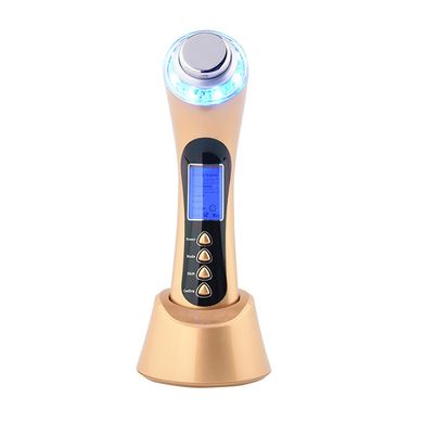 Ультразвуковой вибрационный массажер для лица + LED терапия 5в1 для омоложения и очищения кожи с ионизацией