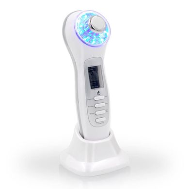 Ультразвуковой фотонный массажер для лица LED терапия 7в1 для омоложения кожи + ионофорез белый