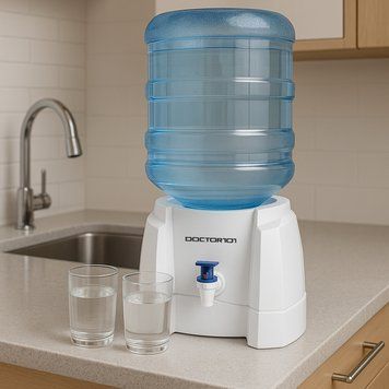 Раздатчик воды для различных типов бутылей Doctor101. Водораздатчик без нагрева и охлаждения. Переоценка, Белый, 25х25х27