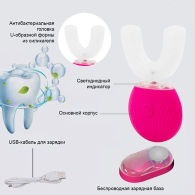 Ультразвукова електрична зубна щітка з автоматичним очищенням для відбілювання зубів, рожева