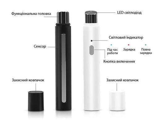 Ручка-массажер вибрационный для глаз от морщин и мешков под глазами + led терапия для лица + лифтинг губ черная