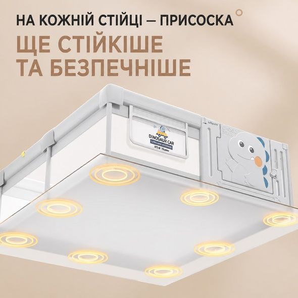 Детский манеж Lumpurini Tibaldo M серый с пластиковой дверцей, карманом для игрушек и противоскользящими присосками.