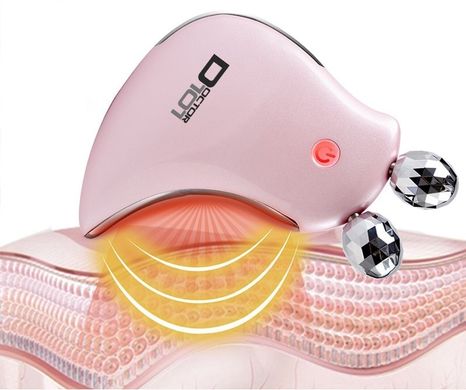 Роликовый микротоковый массажер для лица и тела Doctor-101 + EMS стимулятор для подтяжки кожи лица и похудения розовый